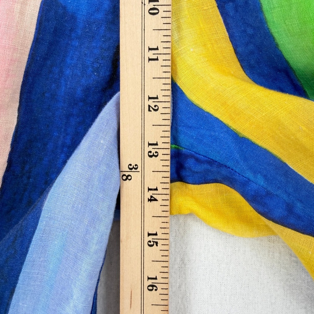 MARA HOFFMAN Rainbow Stripe Wide Leg Pants Women 4 Linen Tie Waist High Rise - Picture 13 of 15